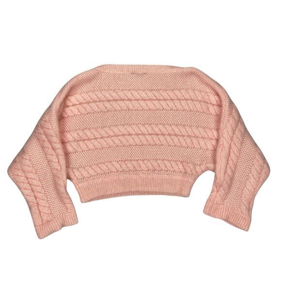 ASOS Crop Sweater Womens 6 Pink Chunky Cable Knit Crew Neck Oversize Winterwear - Picture 6 of 16